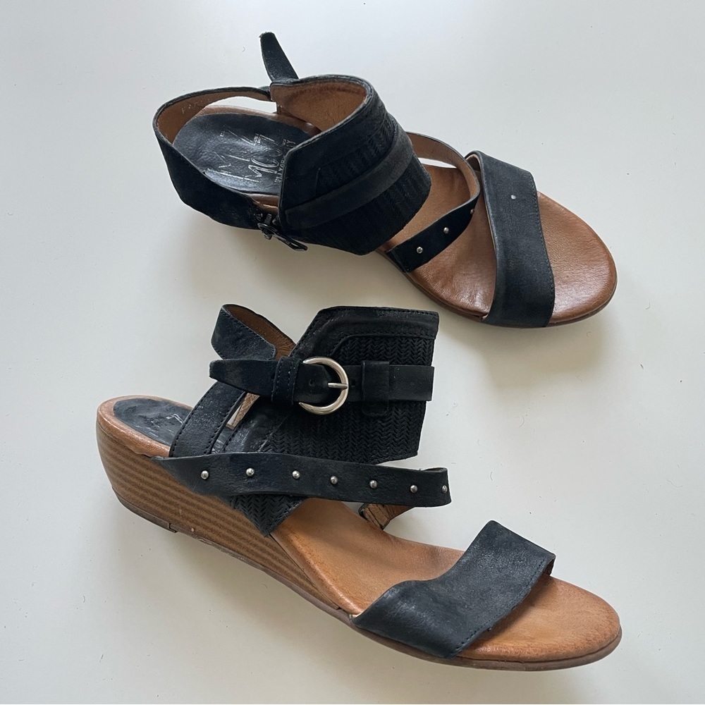 Miz Mooz Womens Farley Leather Sandals Wedge Size 39